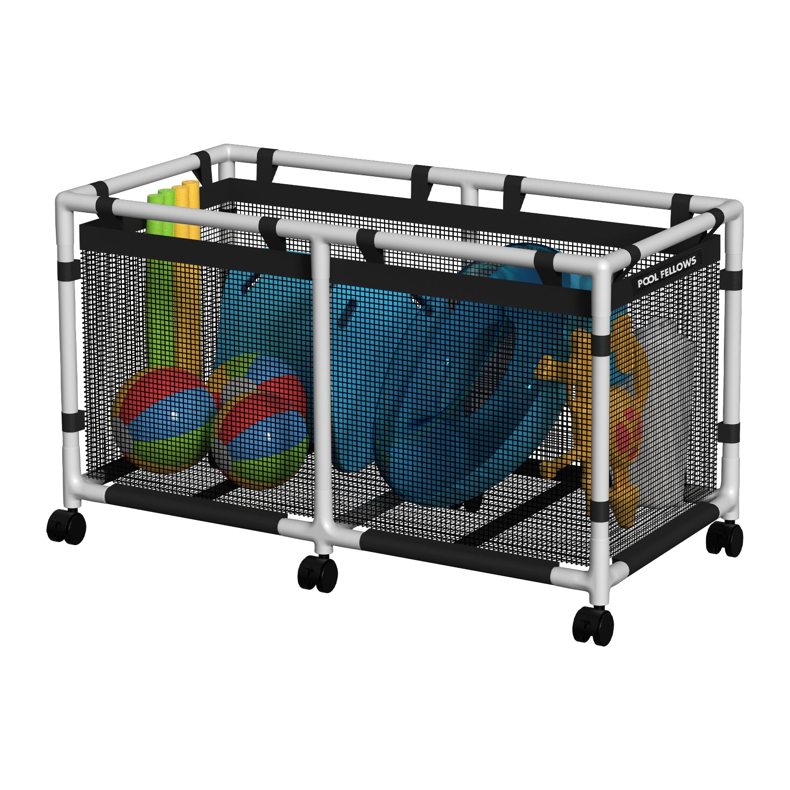 Pool Fellows mini-plus pool storage bin with mesh drainage for quick dry airflow