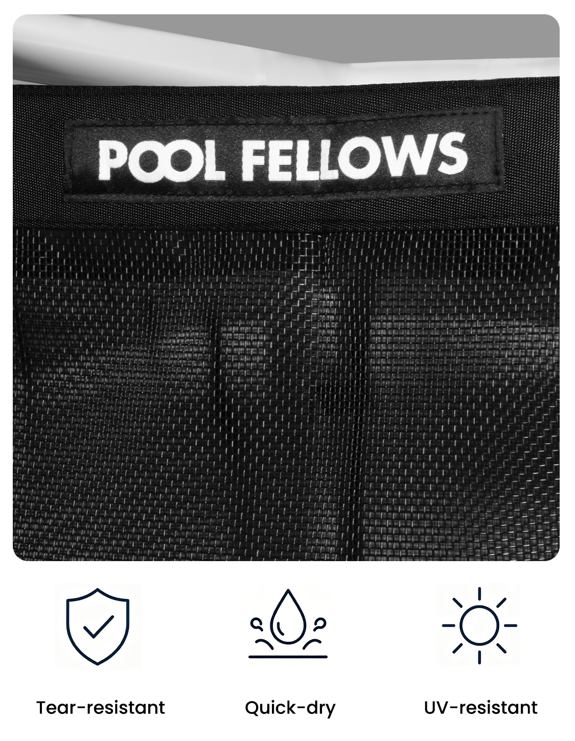 Pool Fellows R2501 mesh pool storage bin with lockable wheels for stable parking.