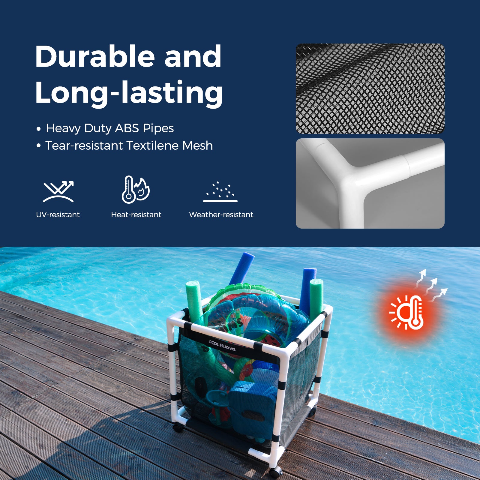 Pool Fellows basic-pro pool storage bin with tool free assembly for easy setup